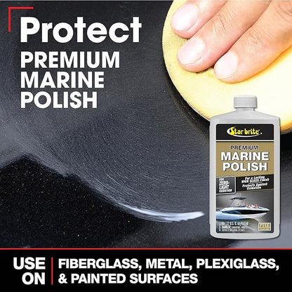 STAR BRITE Premium Marine Polish - Maximum UV Protection & High Gloss Finish - UV Inhibitors Stop Fading, Chalking & Oxidation While Repelling Water, Stains & Marine Deposits