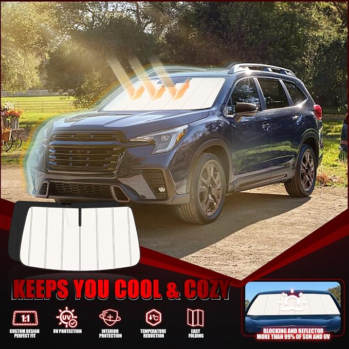 Windshield Sun Shade for Sub-aru Ascent 2019-2025 2026, Front Window Visor Accessories, Folding Design Blocks Heat & UV Rays Maintain Cool Interior and Save Space