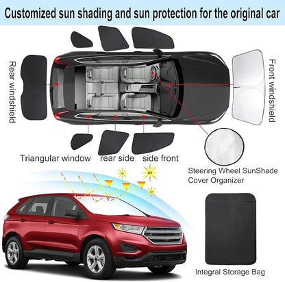 TINGLU Window Shades 8PCSfor Ford Edge 2015-2024 Accessories Car Side Full Windows Rear Triangular Windshield Sun Shade Sun UV Rays & Privacy Protection for Camping,Napping,and Relaxing