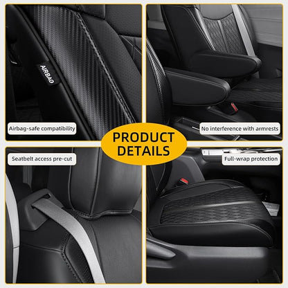 Custom Fit Sienna Seat Covers for 2021-2026 Toyota Sienna 7-Seat XLE XSE Woodland Limited Platinum [Ottoman Not Covered], Waterproof Faux Leather Full Set Airbag Compatible (Black)