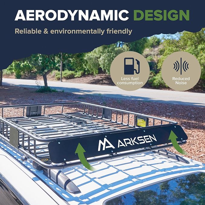 ARKSEN 64 x 50 x 6 Inch Universal Extra Wide 150LB Heavy Duty Roof Rack Cargo with 500D PVC Waterproof Cargo Bag, Car Top Luggage Holder Carrier Basket for SUV, Truck, & Car Steel Construction