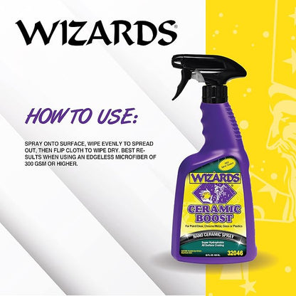 Wizards Ceramic Boost - Comprehensive SiO2-Based Ceramic Coating For Vehicle Detailing Supplies - Ceramic Coating For Cars - Easy to Use Car Care Tool - Ceramic Paint Protective Spray - 22 oz