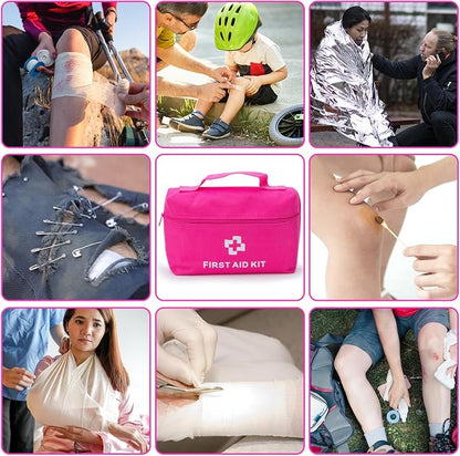CALBEAU Roadside Emergency Car Kit for Vehicles, Pink Emergency Roadside Assistance kit with Car First Aid Kit, Thoughtful Car Emergency Kit for Women, Men, New Drivers and Adventurers Gifts