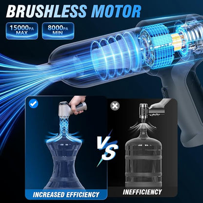 Car Vacuum Cleaner, 15000Pa Handheld Cordless Rechargeable Wet & Dry Vacuum, 120W High Power for Car, Pet, Home, Office Cleaning, Washable HEPA Filter, Multi-Nozzles