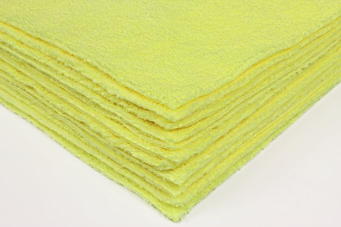 CleanAide Ultrasonic-Cut 300 GSM Microfiber Cleaning Towels, Lint-Free, Scratch-Free, Highly Absorbent, Durable & Reusable with Label-Free Edges for Auto, Home & Commercial Use, 14" x 14", 12-Pack,