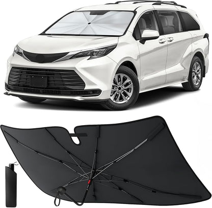 EcoNour Umbrella Foldable Windshield Sun Shade Fit for 2021-2024 2025 2026 Toyota Sienna Mini Van Sunshade, Front Car Window Shades Sun Visor, UV Protection, Heat Blocker, Car Accessories