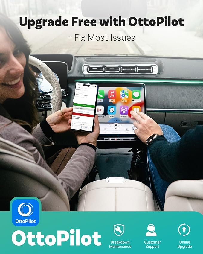 OTTOCAST Mini 2025-2-in-1 Wireless CarPlay/Android Auto Adapter, 5GHz WiFi, Auto Connect for 2016+ Cars