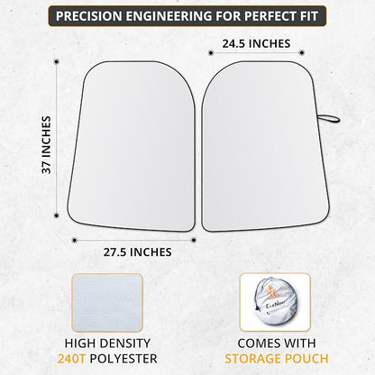EcoNour Tesla Windshield Sun Shade for Model 3/Y 2017-2026, Foldable Front Window Sunshade Heat & UV Blocker for Tesla Interior Accessories