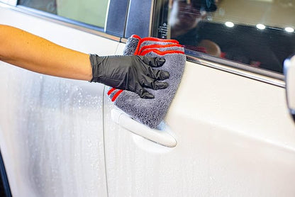 Maxshine Universal 600GSM Gray Ultimate Crazy Microfiber Towel with Red Silk Border (40×40cm), 3PCS/Pack – Great for Fast Car Washing and Drying, Scratch Free, Long Service Life
