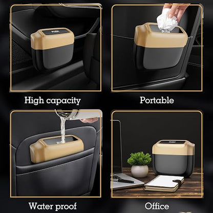 Car Trash Can with Lid，Built-in Storage Garbage Bag，Leakproof Vehicle Trash，Car Accessories for Interior,Mini Garbage Bin for Automotive, Home, Office, Kitchen, Bedroom，with 30pcs Trash Bags