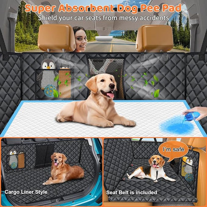 URPOWER Hard Bottom Dog Car Seat Cover for Pets 100% Waterproof Seat Cover Hammock 600D Heavy Duty Scratch Proof Nonslip Durable Soft Back Seat Covers for Cars Trucks and SUVs