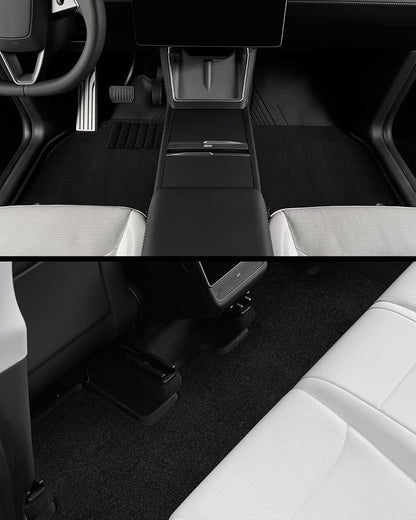 3W Tesla Model Y Juniper Floor Mats(not for Standard), Metal Pedal, Carpets Double Layer, 2025 2026 Model Y Accessories, TPE All Weather Waterproof Custom Fit Liners, Vigormold™