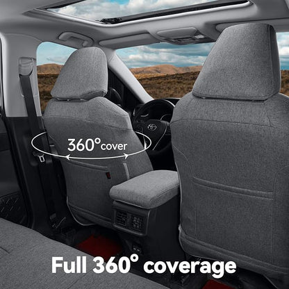 coverdream Front Tacoma Seat Covers Custom Fit for 2024-2026 Toyota Tacoma SR,SR5,TRD Sport,TRD Off-Road,Limited,Fully Covered Breathable Polyester Truck Seat Protector (Front Row Only,Gray)