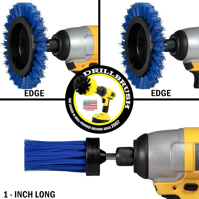 Drillbrush Boat Detailing Kit for Cordless Drill - Power Swimming Pool Tile Cleaner Brush Set - Crevice Cleaning Brush for Electric Drill - Small Power Scrubber for Grout - Spin Scrubber Attachment