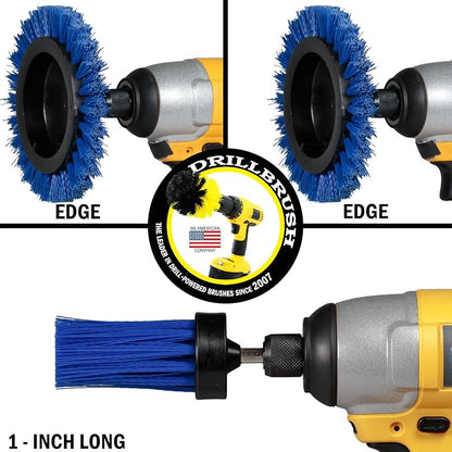 Drillbrush Boat Detailing Kit for Cordless Drill - Power Swimming Pool Tile Cleaner Brush Set - Crevice Cleaning Brush for Electric Drill - Small Power Scrubber for Grout - Spin Scrubber Attachment