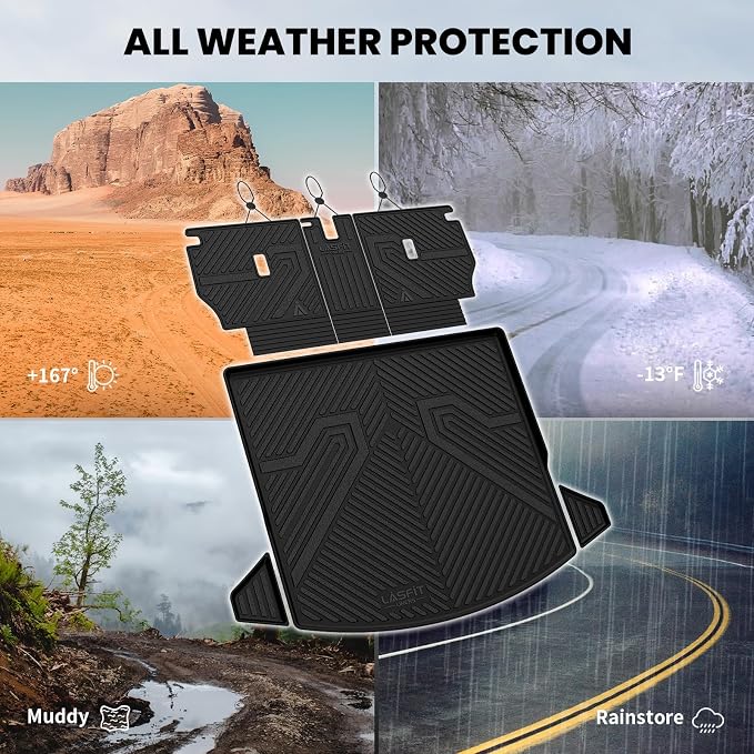 LASFIT Cargo Trunk Mat with Backrest Mats for Mazda CX5 2025 2024 2023 2022 2021 2020 2019 2018 2017 All Weather TPE Rear Cargo Liner Custom Fit Waterproof CX 5 Seat Back Mat Accessories, Black