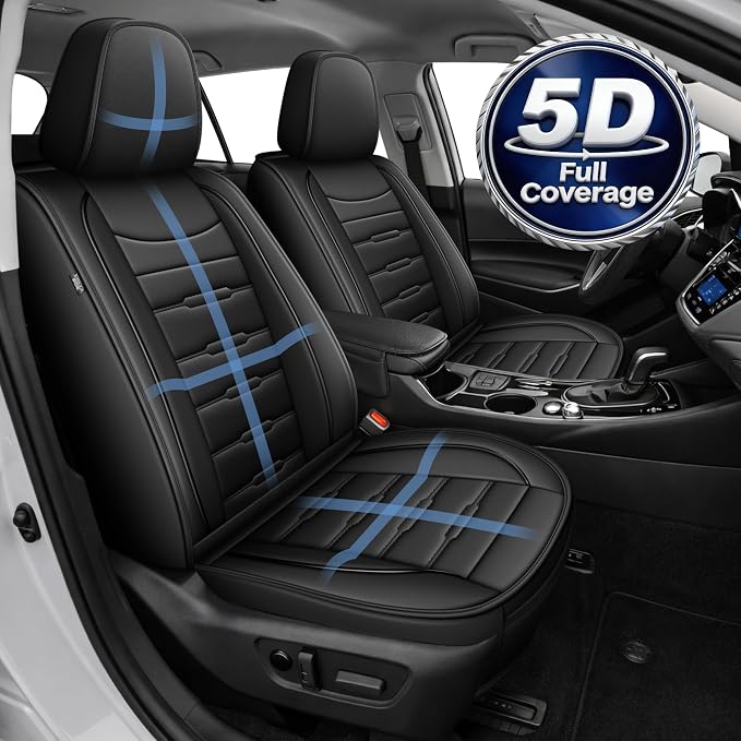 AOMSAZTO Corolla Front Car Seat Covers Custom Fit for Toyota Corolla 2020 2021 2022 2023 2024 2025 2026 LE/SE/XSE/L/FX/XLE Faux Leather Seat Covers with Interior Accessories(2 Seats,Black)