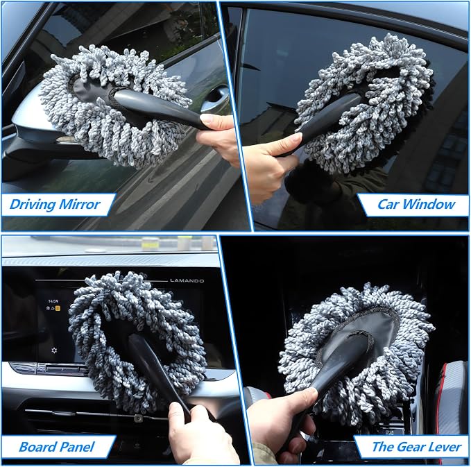 IPELY 6 Pack Car Cleaning Supplies – Car Duster Interior & Brush Interior & Cleaning Gel, Car Detailing Cleaning Kit for Cars, Trucks, SUVs & RVs