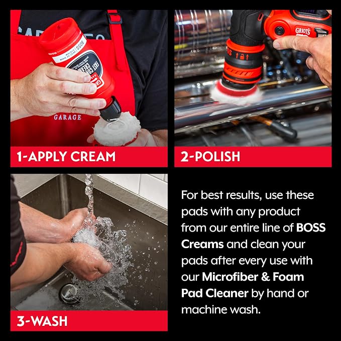 Griot's Garage BOSS 2” Microfiber Pads for Car Polishing and Detailing, Buffing Pads for Moderate and Severe Scratch Removal, Set of 4