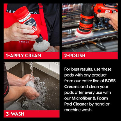 Griot's Garage BOSS 2” Microfiber Pads for Car Polishing and Detailing, Buffing Pads for Moderate and Severe Scratch Removal, Set of 4