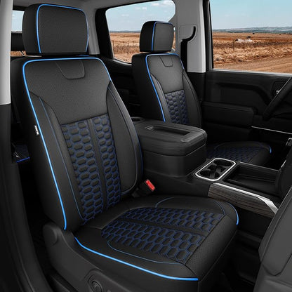 Custom Leather Seat Covers for Silverado/Sierra 1500 2019-2026, 2500HD 3500HD 2020-2026 Crew Cab Full Set with Jump Seat Cover (Armrest Storage Version Only), Truck Accessories