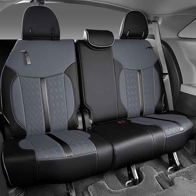 Custom Fit Sienna Seat Covers for 2021-2026 Toyota Sienna 7-Seat XLE XSE Woodland Limited Platinum [Ottoman Not Covered], Waterproof Faux Leather Full Set Airbag Compatible (Black+Grey)
