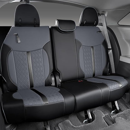 Custom Fit Sienna Seat Covers for 2021-2026 Toyota Sienna LE XLE 8-Seat, Waterproof Faux Leather Full Set Airbag Compatible 3-Row Car Seat Protectors (Black+Grey)