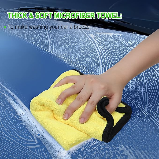 Wontolf 62'' Car Wash Brush with Long Handle Chenille Microfiber Car Wash Mop Mitt Kit Car Detailing Brush Cleaning Kit Window Squeegee Car Duster Drying Towels Tire Brush for Cars RV Truck Boat