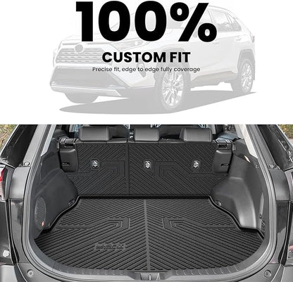 LASFIT Cargo Trunk Mat with Backrest Mats for Toyota RAV4 2025 2024 2023 2022 2021 2020 2019 (Include Hybrid) All Weather TPE Rear Cargo Liner Custom Fit Waterproof RAV 4 Accessories, Black