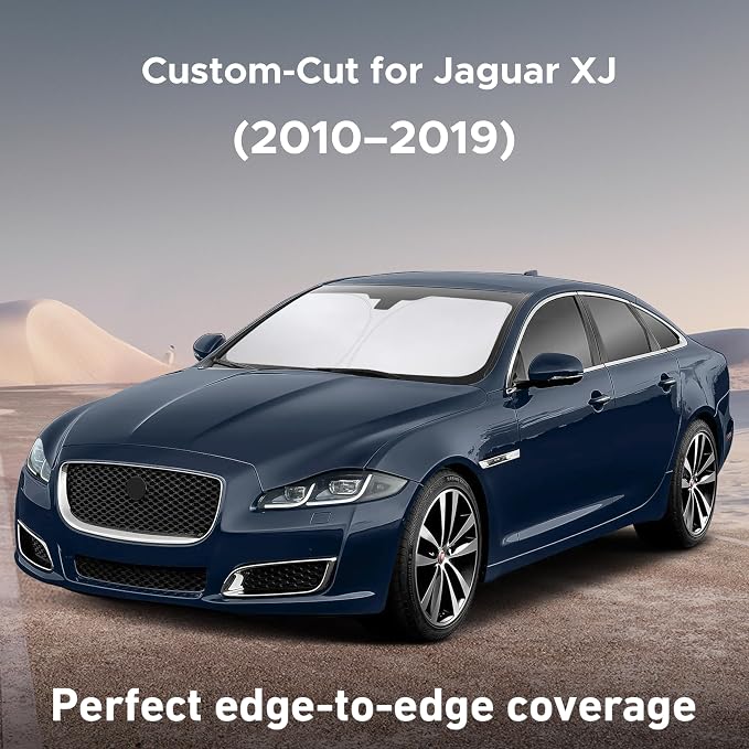 EcoNour Windshield Sunshade Compatible for Jaguar XJ 2010-2017 2018 2019, Sun Visor for Front Windshield & Window Sun Shade Cover, UV Heat Blocker & Protector, Car Accessories
