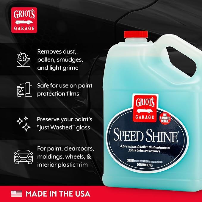 Griot's Garage Speed Shine for Car Detailing, Quick Detailer for All Exterior Surfaces, Trim and Wheels, Provides a Glossy Finish, 11148, One Gallon