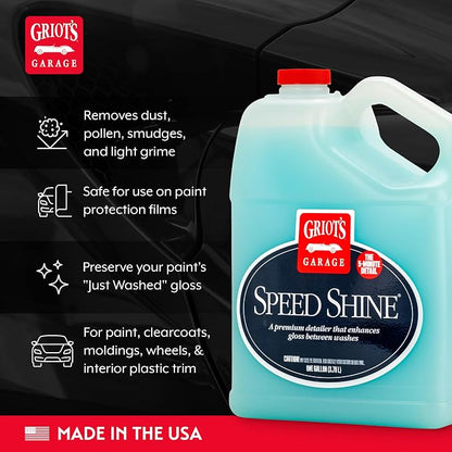 Griot's Garage Speed Shine for Car Detailing, Quick Detailer for All Exterior Surfaces, Trim and Wheels, Provides a Glossy Finish, 11148, One Gallon