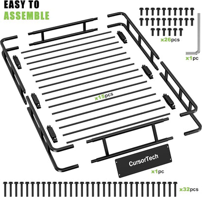 Roof Basket 64" x 39" Heavy Duty Roof Rack Cargo Basket 300 lbs Capacity Steel Rooftop Cargo Carrier Luggage Holder Rack for SUV Truck Car Travel Camping Storage