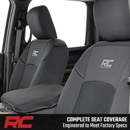 Rough Country Neoprene Seat Covers for Dodge Ram (2019-2024) - UV & Water Resistant, Foam Padded Truck Seat Covers - Full Set, Black, Front & Rear