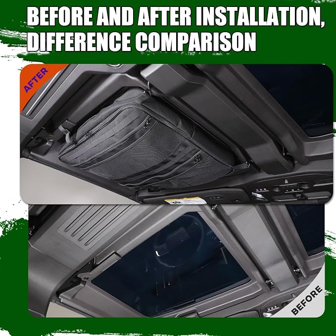 Sunroof Storage Bags for Hummer EV SUV/SUT 2022-2026, Overhead Storage Organizer Cargo, 600D Oxford Overhead Storage Bag/Waterproof/Foldable/Top Sunshade with Hardtop Suction fixing (A)