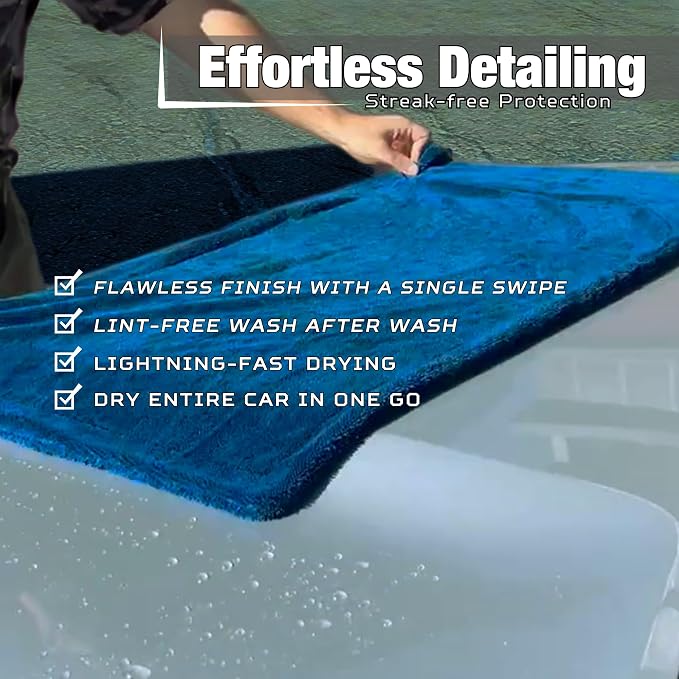 XL Car Drying Towel, 1300 GSM Professional Car Towel with Double Twisted Loop, Car Drying Towels Extra Large Super Absorbent, Microfiber Drying Towels for Cars, Trucks, SUVs - 40"x24", Navy