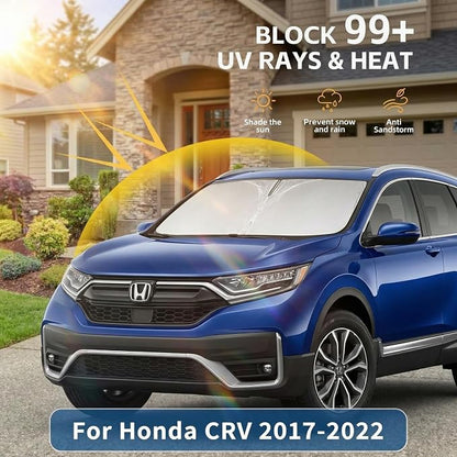 for 2017-2022 Honda CRV CR-V Windshield Sun Shade, 4-Layer 260T Front Window UV Protection, Custom Fit CRV Foldable Sun Visor, Car Accessories for Summer