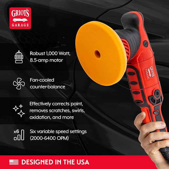 Griot's Garage G9 Random Orbital Polisher 10901 – 1000-Watt Dual Action Buffer for Car Detailing, Polishing, Waxing, Swirl and Scratch Removal – 6" Backing Plate, Variable Speed, Ergonomic Grip
