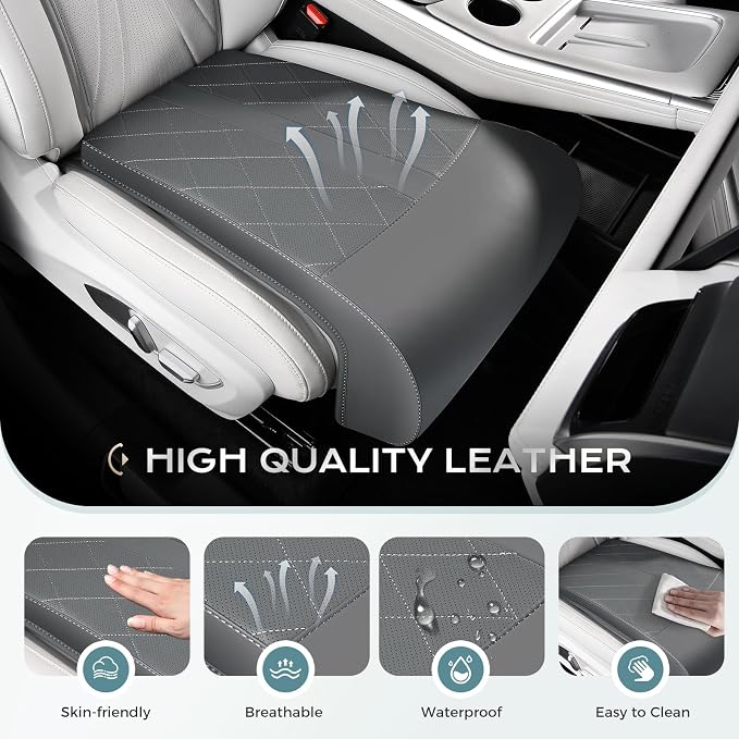 Coverado Car Seat Extender Leg Support, Leather Leg Extender Cushuin for Car Seats, Waterproof Car Seat Cushions Universal Fit for Most Vehicles (Gray)