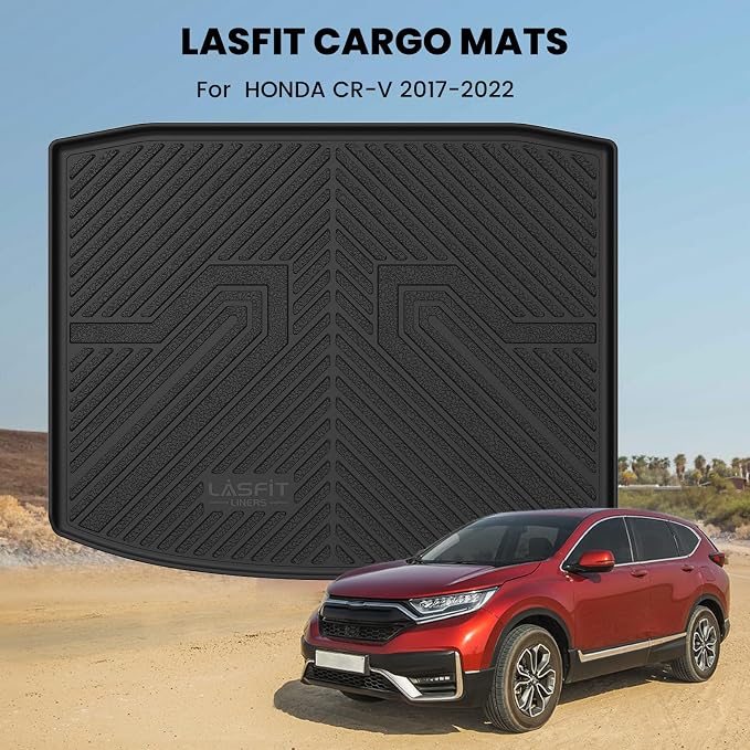 LASFIT Cargo Mat for Honda CR-V 2017-2022 (Tray in Lower Position), Custom Fit Trunk Mat, Raised Edge All Weather Protection, Kid & Pet Friendly, Easy Clean for Family Use, Black (Not for Hybrid)