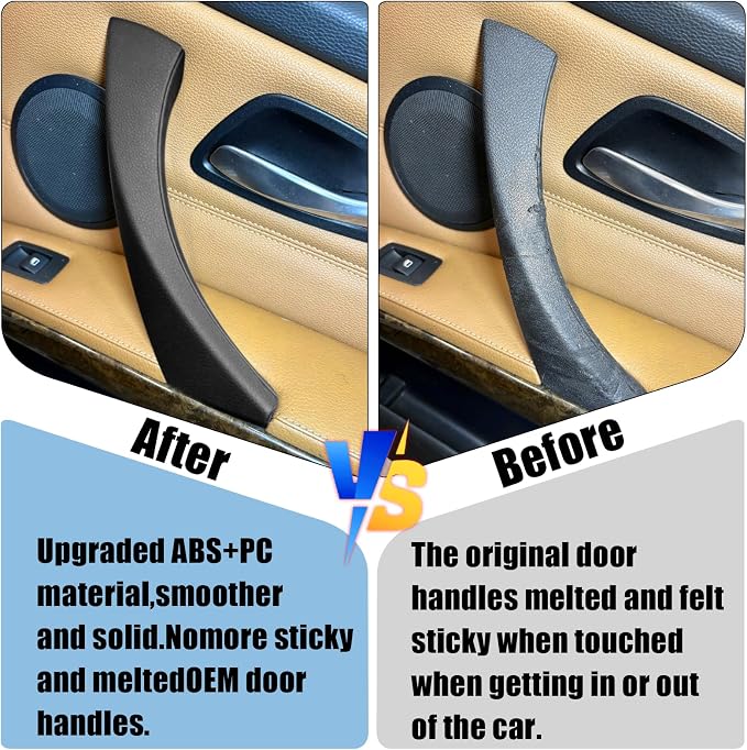 Compatible with BMW 3 Series Door Handle Replacement E90/E91/E92/E93 2004-2011,6PCS Left and Right Passenger Interior Door Pull Handle Set for BMW 318i,320i,323i,325i,328i,330i,335i(Black)