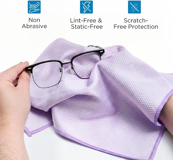 Professional Auto Detailing Microfiber Cloths 6 Pack, 15.5"x15.5" Glass Cleaning Towels for Car Windshield, Window and Interior, Lint Free Streak Free Polishing Rags for High Gloss Shine