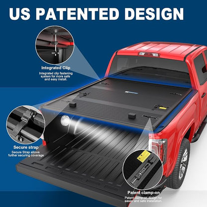 MOSTPLUS Fiberglass Tri Fold Tonneau Cover Hard Truck Bed Compatible with 2004 2005 2006 2007 Chevrolet Silverado 1500 / GMC Sierra 1500 Fleetside 5.8 FT Bed (69.3 inch) - 3-Fold Bed