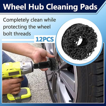 12PCS Wheel Hub Cleaning Pads, 2" Durable Nylon Web Pads, Wheel Stud Cleaner Pads