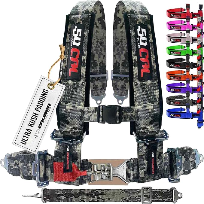 1pc Camouflage 5 Point Harness for Bucket Seat, Latch Release, 9 Color Options, Racing Harness 5 point, Race Car, UTV, RZR [6009A7]