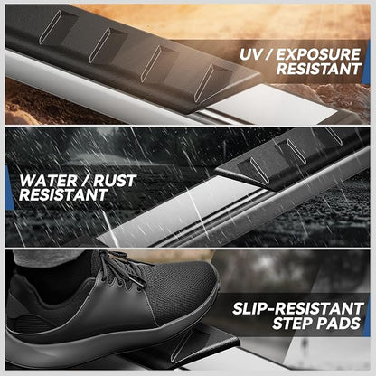Auto Dynasty Flat Running Boards Compatible with 2004-2014 Ford F150 Extended Super Cab, Stainless Steel Side Step Rail Nerf Bars, 5” Step Bars, Polished Chrome