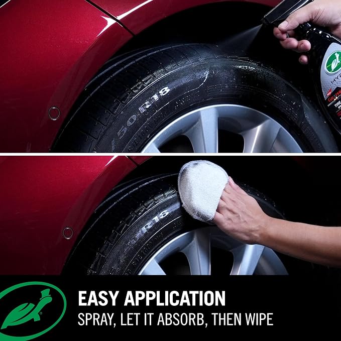Turtle Wax Hybrid Solutions Graphene Acrylic Tire Shine Spray Coating, Long-Lasting Rich Black Shine, No-Sling, Water-Resistant Tire Dressing with UV and Dirt Repellent Protection, 23oz (Pack of 3)