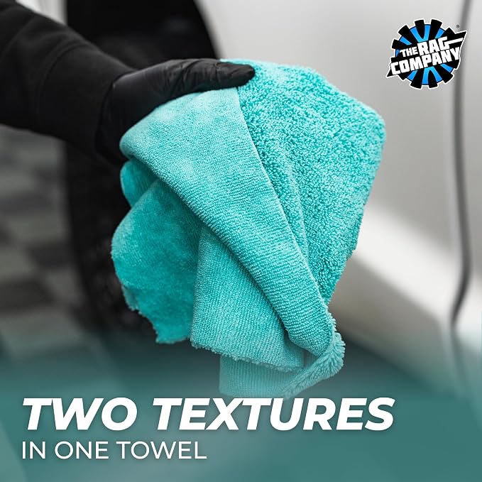 The Rag Company - The Creature Edgeless Microfiber Detailing Towels – 420GSM Professional Grade All-Purpose Cloths for Wax, Polish, & Sealant Removal, Teal, 16in x 16in (10-Pack)