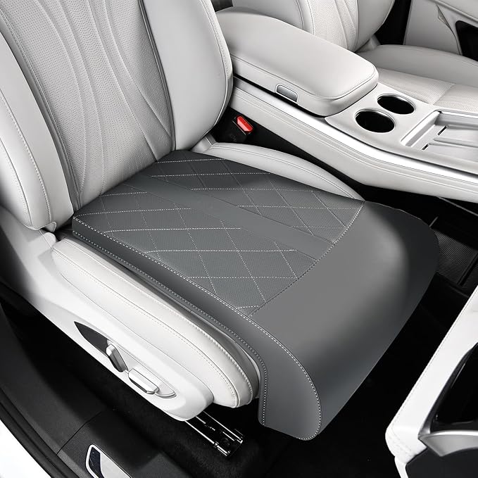 Coverado Car Seat Extender Leg Support, Leather Leg Extender Cushuin for Car Seats, Waterproof Car Seat Cushions Universal Fit for Most Vehicles (Gray)