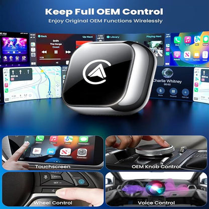 2026 Wireless CarPlay Adapter Android Auto & Wireless Adapter Wired to Wireless CarPlay Plug and Play, Fast Auto-Reconnect Stable Control Supports 1000+Car’s, Compact Sleek Mini Cube Design